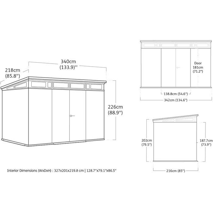 Садовий будинок Keter Artisan Gerätehaus 214x218x226 см, 8.3 м³ – вуличний, з підлогою, двостулковими дверями та вікнами, сірий