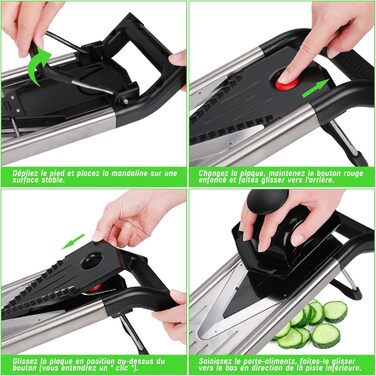 Машхом Мультиінструмент для нарізки овочів 5-в-1, Mandoline з нержавіючої сталі, тертка для овочів, фруктів, картоплі, помідорів, цибулі, 40см, з рукавичками