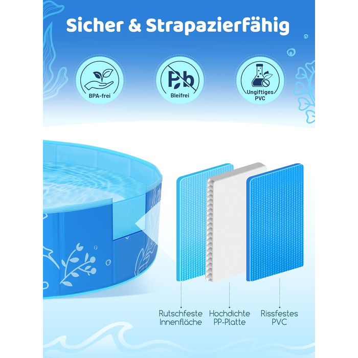 Надувне дитяче басейн з тінню 47 дюймів для пляжу, саду, дому (блакитний)