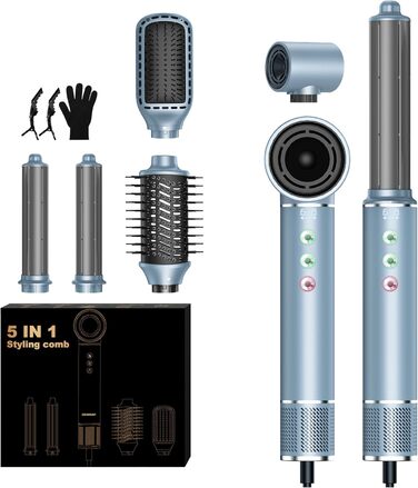 Фен, щітка з теплим повітрям, плойка, фен, щітка для випрямлення, іони 320M, 110000 об/хв, 5in1