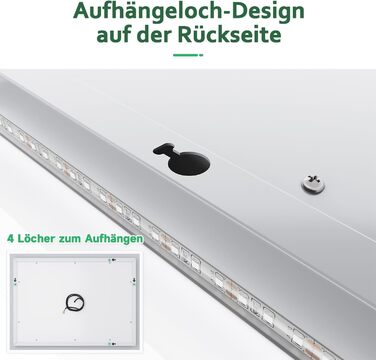 Дзеркало для ванної кімнати Badspiegel 80x60 см з підсвічуванням та антизапотіваючим покриттям LED, 3 колірні температури, IP44, для стін (Тип A)