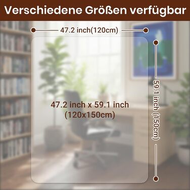 Захист для підлоги під офісний стілець COSYLAND 120x150 см - килимок від ковзання, прозорий, білий | Килимок для офісного крісла