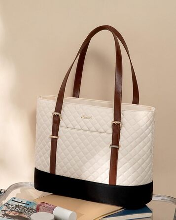 Сумка для ноутбука LOVEVOOK 15.6 дюймів для жінок з відділенням для ланчу, сумка-шоппер, ділова сумка, портфель, сумка для навчання, середнього розміру, водонепроникна, чорна