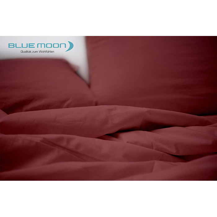 Постільна білизна BLUE MOON Bio Renforce з сучасного льону з ефектом кам'яної прання - чохли на ковдри і подушки-100 органічна бавовна, м'який і дихаючий, легкий у догляді - 135x200 80x80 см - червоний червоний 135x200 80x80