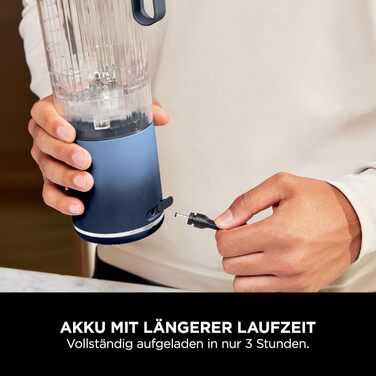 Портативний блендер Ninja Blast Max - 570 мл, акумуляторний, з чашею та кришкою, 3 функції, для смузі та протеїнових коктейлів (Marineblau)