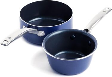 Набір посуду Blue Diamond Cookware Diamantstruktur Keramik Antihaft, 7 предметів: каструлі та сковорідки. Без PFAS, для індукційних плит, безпечний для здоров'я, сумісний з усіма типами плит, миється в посудомийній машині, термостійкий до 200°C.