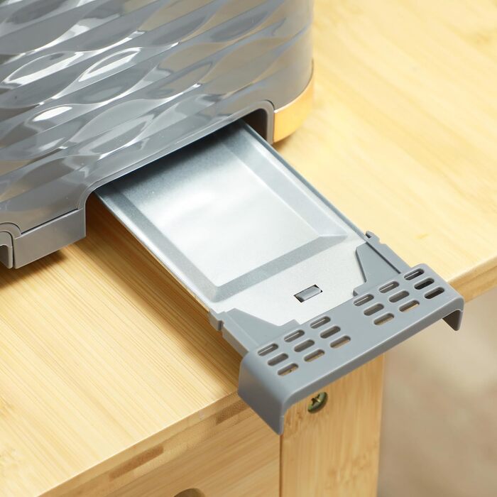 Набір для сніданку HOMCOM: чайник 1.7л, тостер на 4 тости, 2200W, 7 рівнів підсмажування, функція розморожування та підігріву, зйомний піддон для крихт, сірий