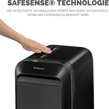Fellowes знищувач паперу High Security (P5), офісний, Powershred LX221, Microcut, 30 л кошик, 100% без залишків, Safesense, 2000 частинок/арк (2x12 мм), 20 арк