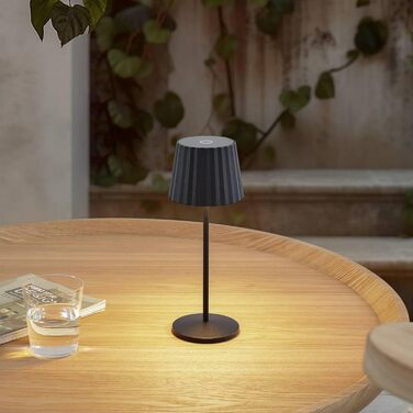 LED акумуляторна настільна лампа Lindby з димером та сенсорним керуванням, портативна, IP54, для дому та саду (чорна)