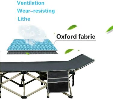 Розкладне ліжко для кемпінгу та відпочинку Yaheetech, похідне ліжко-шезлонг з кишенею та сумкою для транспортування, сіре, до 150 кг