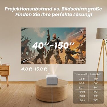 Проектор Yaber L2s: 1080p Full HD, WiFi 6, Bluetooth 5.1, Автофокус, для Дому та Кімнати, сумісний з ТВ приставками