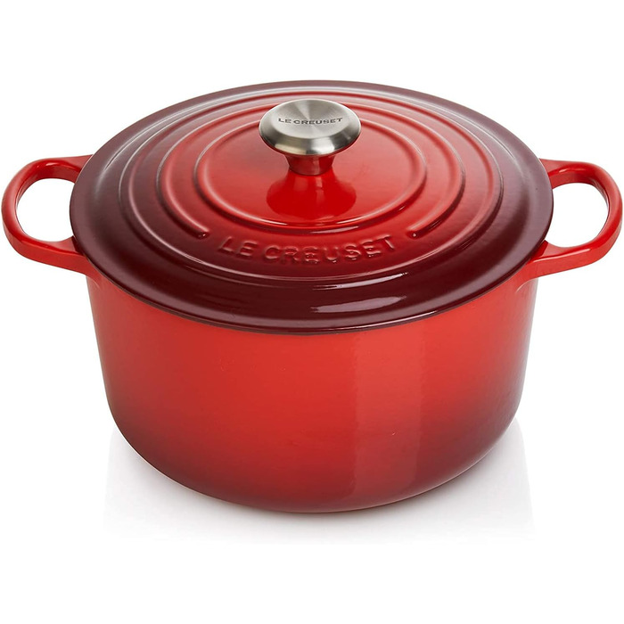 Le Creuset Високий круглий гусчар з чавуну, 26 см, червоний