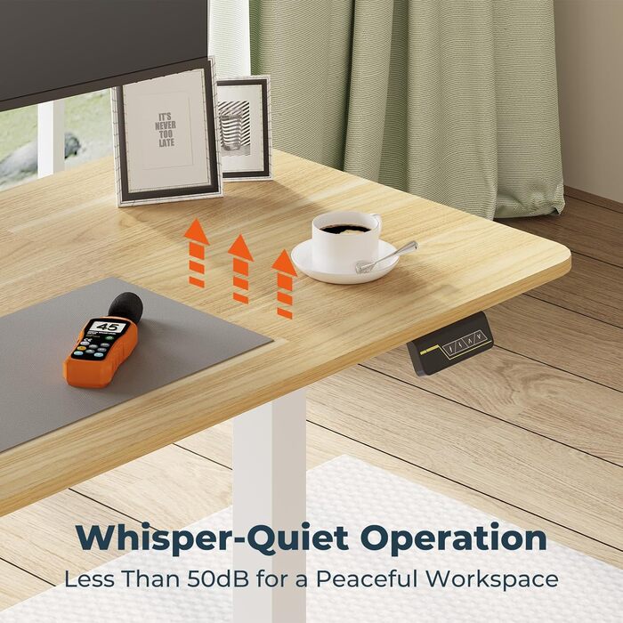 Регульований стіл FQ1 160x60 см з електропідйомом, з стільницею, для стоячи роботи, з комп'ютерним столом, гачком, блокуванням для дітей, функцією пам'яті для офісу та дому - Ahorn 160 x 60 см Білий + Ahorn