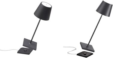 Zafferano Poldina Pro Mini – бездротова LED-лампа для дому та саду, білий колір, сенсорне керування, регулювання яскравості, 30 см, з зарядним пристроєм