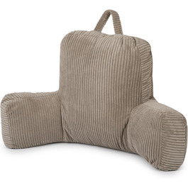 Підголовник Flumi з підлокітниками для читання, перегляду телевізора та відпочинку, подушка для ліжка та дивана з пральною наволочкою, наповнювач Foam, спинка з ручкою для перенесення (Кord, Бежевий)
