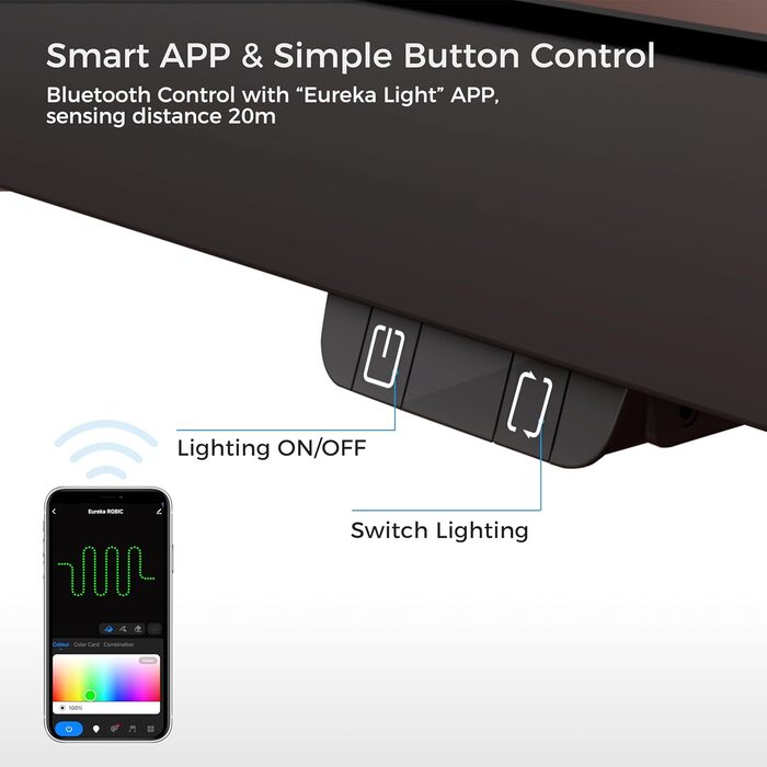 Ігровий стіл EUREKA ERGONOMIC RGB 110 см з підсвічуванням, 110 x 60 см