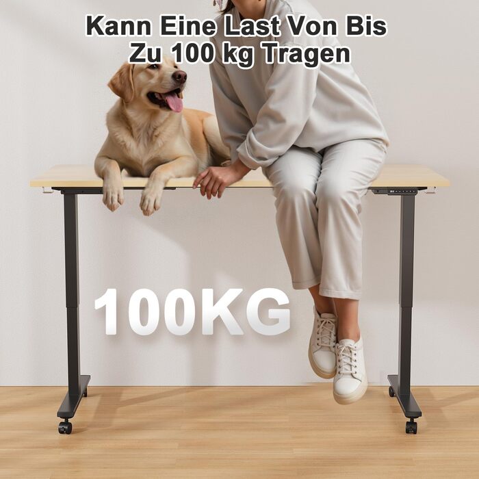 Регульований стіл JUMMICO з міцним металевим каркасом та 2 моторами, 3 режими пам'яті, для сидячої та стоячої роботи (білий), 100 x 140 см, чорний