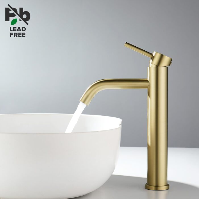 Змішувач для умивальника Decaura, хром, нержавіюча сталь, однорідний, висота виливу 250 мм, для накладних умивальників