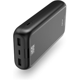 Портативний зарядний пристрій антрацит, 24000mAh, USB-C/USB-A