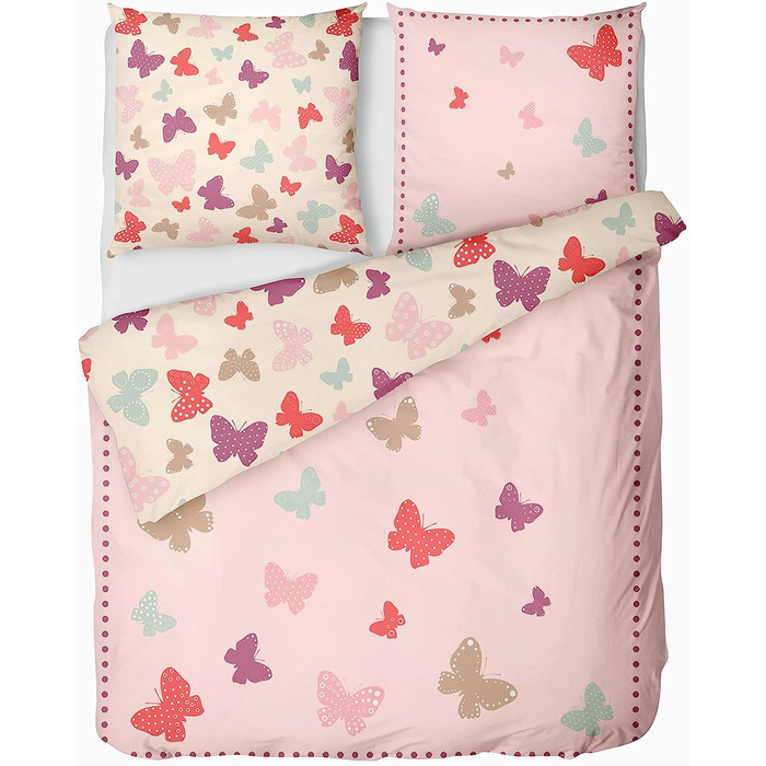 Постільна білизна LINKHOFF з метеликами 135x200 Батерфляй 2 шт. - 100 бавовна-постільна білизна Для дівчаток з метеликами рожевого кольору подушка 80x80