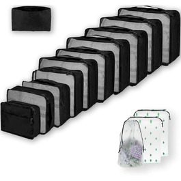 Набір органайзерів для валізи та подорожей, водонепроникні пакувальні куби для одягу, 14 шт, чорні