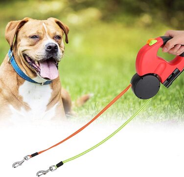Повідець для вигулу домашніх тварин Clasken, двоголовий повідець для собак з АБС нейлону, автоматично висувається для вигулу собак, приладдя для вигулу кішок, товари для домашніх тварин (червоного кольору)