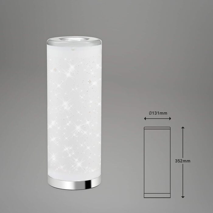 Світлодіодна настільна лампа, настільна лампа з ефектом зірки, вкл. шнуровий вимикач, 5 Вт, 400 люмен, 3,000 Кельвін, пластик, біло-хром, 352x131 мм (ВхД), 7332-018