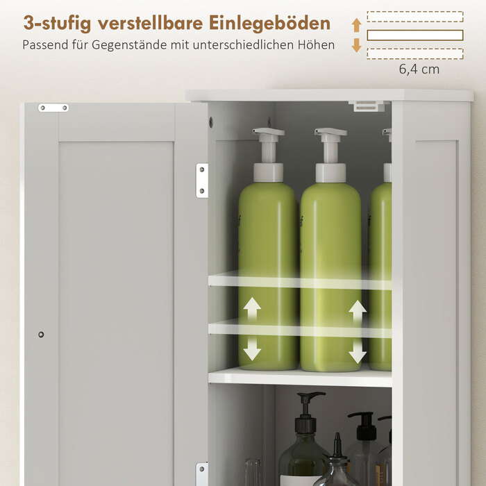 Шафа для ванної кімнати HOMCOM - витончена та функціональна. Компактний дизайн (30 x 30 x 170 см) з дверцятами та відкритими полицями. Колір: білий.