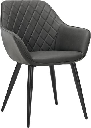 Стільці для їдальні WOLTU, 1 шт., для кухні, вітальні, оббивка з штучної шкіри, металеві ніжки (антрацит)