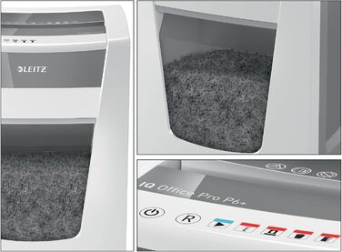 Шредер Leitz IQ Office P5 Mikroschnitt: надійний офісний шредер для безпечного знищення документів, білий, сертифікований TÜV+GS, 2 години роботи, 23L контейнер