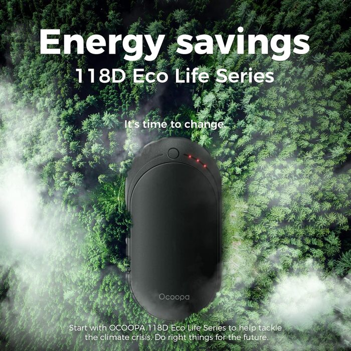 Електричний кишеньковий грір OCOOPA з 5 рівнями нагріву та 5200 mAh, до 10 годин тепла, для активного відпочинку та подарунків (чорний)