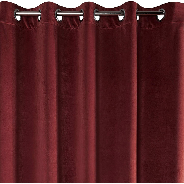 РІА завіса оксамитовий темно-бордовий оксамит М'які 10 вушок, стильні, елегантні, високоякісні, гламурні, для спальні, вітальні