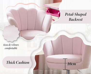 Дитячий стіл-крісло регульоване, поворотне, з м'якою оббивкою з велюру, квітка, зручне офісне крісло для дівчаток, рожеве