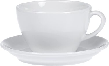 Кавові чашки Esmeyer для бістро об'ємом 0,20 л з блюдцем з 12 предметів, порцелянові, білі, 31,5 x 18 x 12 см, 6 шт. (1 упаковка)