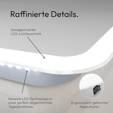 Дзеркало для ванної кімнати Talos Moon з підсвічуванням 120x70 см, вологостійке, нейтральне біле світло