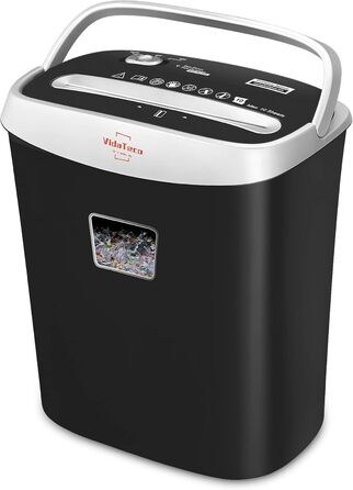 Шредер VidaTeco OS-060-10C: партіковий, P-4, для паперу та кредитних карток, 15л, чорний