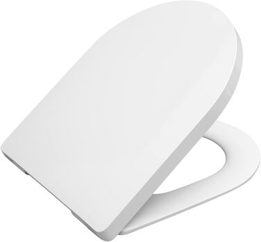Сидіння для унітазу aquaSu з механізмом плавного закриття, Dora в білому кольорі, термопластикове сидіння для унітазу зі спинкою, стандартна O-подібна універсальна форма, сидіння для унітазу та сидіння для унітазу з механізмом плавного закриття, 21903 7 (
