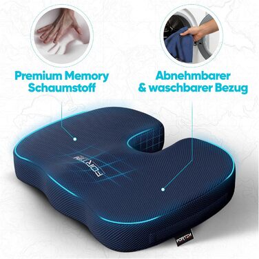 FORTEM Подушка для сидіння, м'яке крісло, подушка для офісного крісла, подушка для комп'ютерного крісла з піною з пам'яті, антиковзаюча подушка для сидіння для ігор, подушка для сидіння в автомобілі, подушка для комп'ютерного крісла, знімний чохол, велики