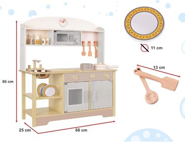 Дерев'яна дитяча кухня з мийкою, духовкою та витяжкою, модель 4