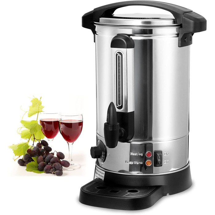 Глювайнер Cecaylie з нержавіючої сталі, 8 л, з термостатом та краном