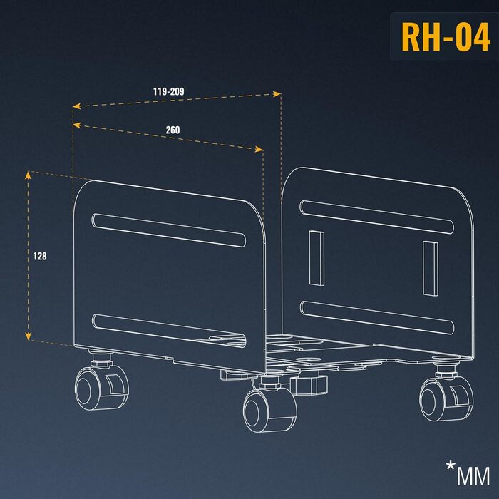 Підставка для комп'ютера RICOO на роликах: мобільний стійкий стенд для ПК, сервера та робочого місця