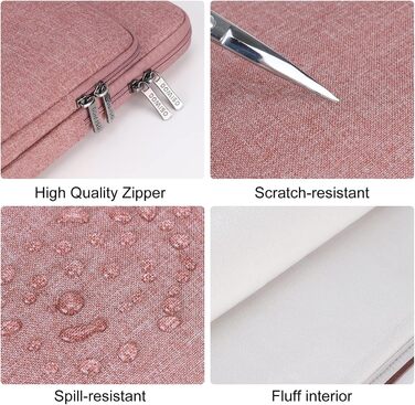 Чохол для ноутбука DOMISO 16 дюймів, сумісний з MacBook Pro (M4/M3/M2/M1) та іншими, водонепроникний, з ручкою, рожевий