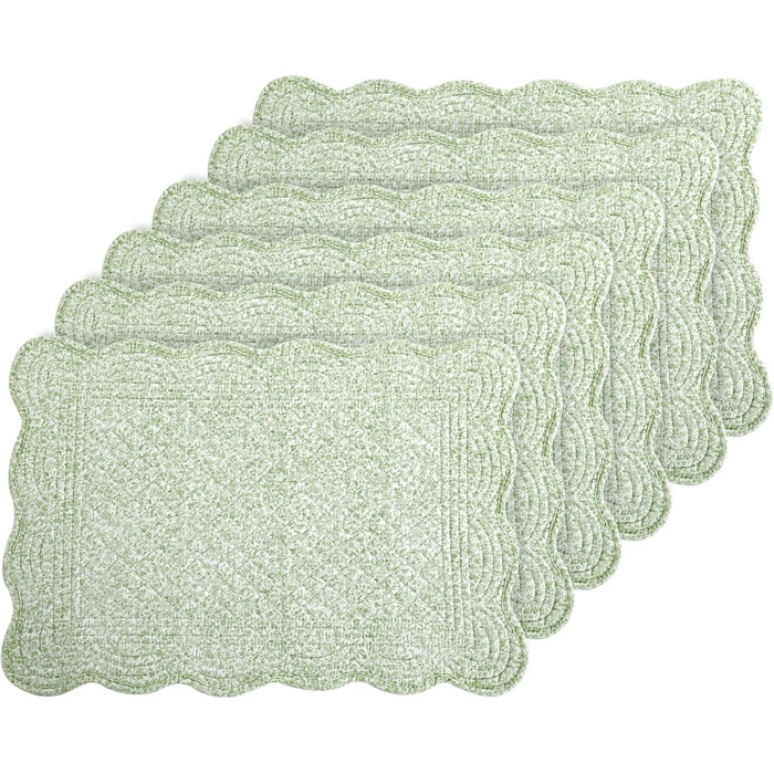 М'які підставки під тарілки MABOZOO, 100% бавовна, для кухні та обіднього столу, 6 шт. (білий, зелений з квітковим візерунком)