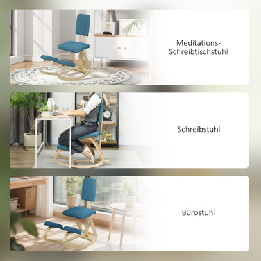 Ергономічний колінний стілець для дому, офісу та медитацій, темно-синій