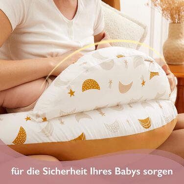 Подушка для годування Momcozy з захисним бордюром – ергономічна подушка для годування та підтримки з регульованим ремінцем та знімним бавовняним чохлом, дизайн 