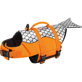 Рятувальний жилет для собак SlowTon - рятувальний жилет в стилі русалки з високою плавучістю і стійкістю до розривів, світловідбиваючий рятувальний жилет для маленьких, середніх і великих собак для плавання в басейні XS(груди 35-43 см) помаранчевий