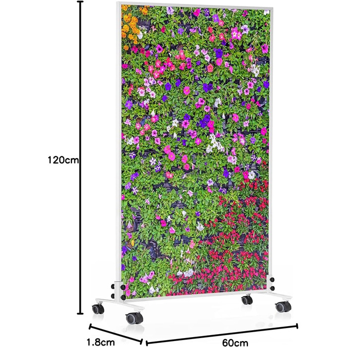 Інфрачервовий обігрівач Könighaus Standgerät - att: Економія енергії, швидкий нагрів (2 хвилини), термостат, мобільний, з дизайном (1200 Вт, квіти)