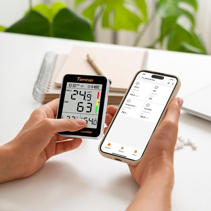 Вимірювач якості повітря Temtop S1+: PM2.5, AQI, температура, вологість, 100 днів роботи, підключення до APP, для дому та офісу