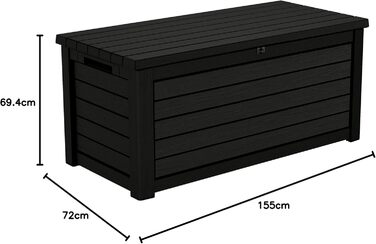 Ящик для зберігання садовий Koll Living Gartenbox 623л, чорний - міцний, з газовими амортизаторами, витримує до 272 кг