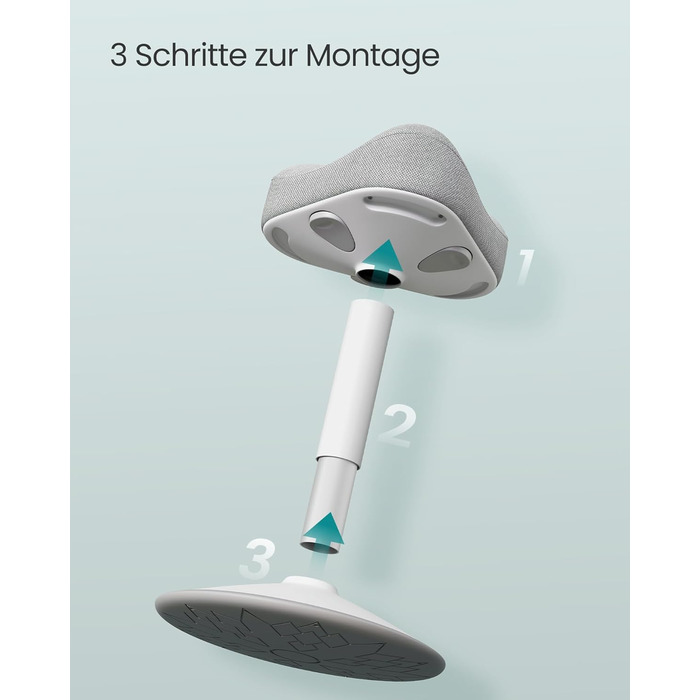 SONGMICS Стілець-табурет для стоячи, регульована висота 48-65.5 см, обертовий, сірий, для офісу та дому (OSC018BH01)